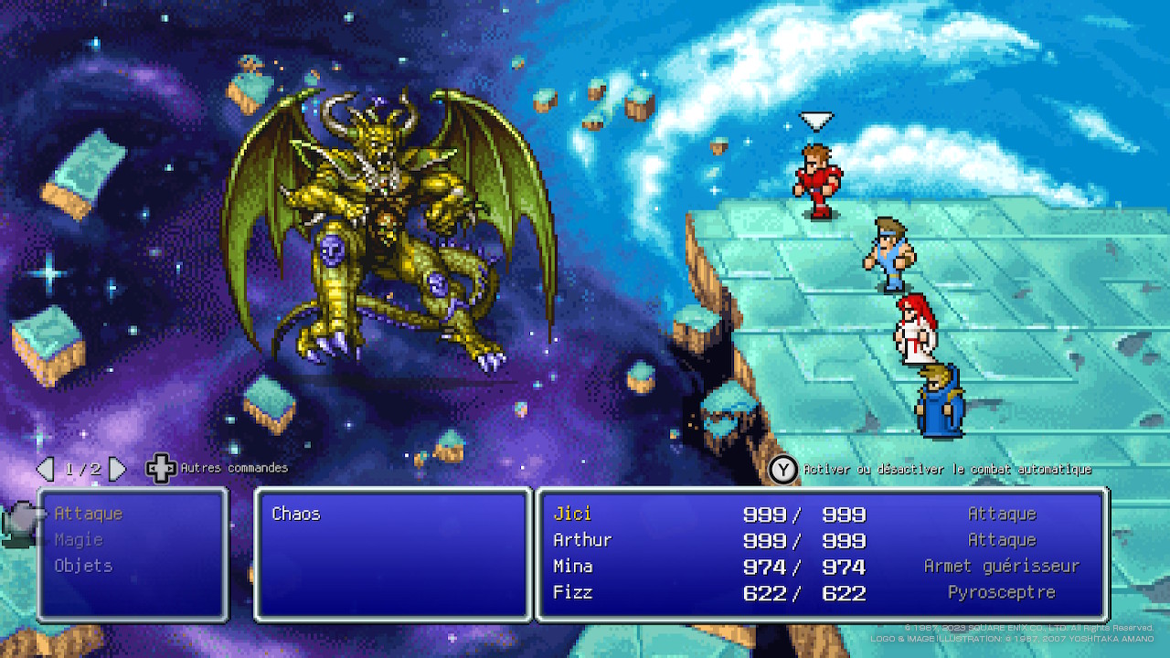 Boss final de Final Fantasy 1 Pixel Remasterd - Chaos Scene de combat JRPG
