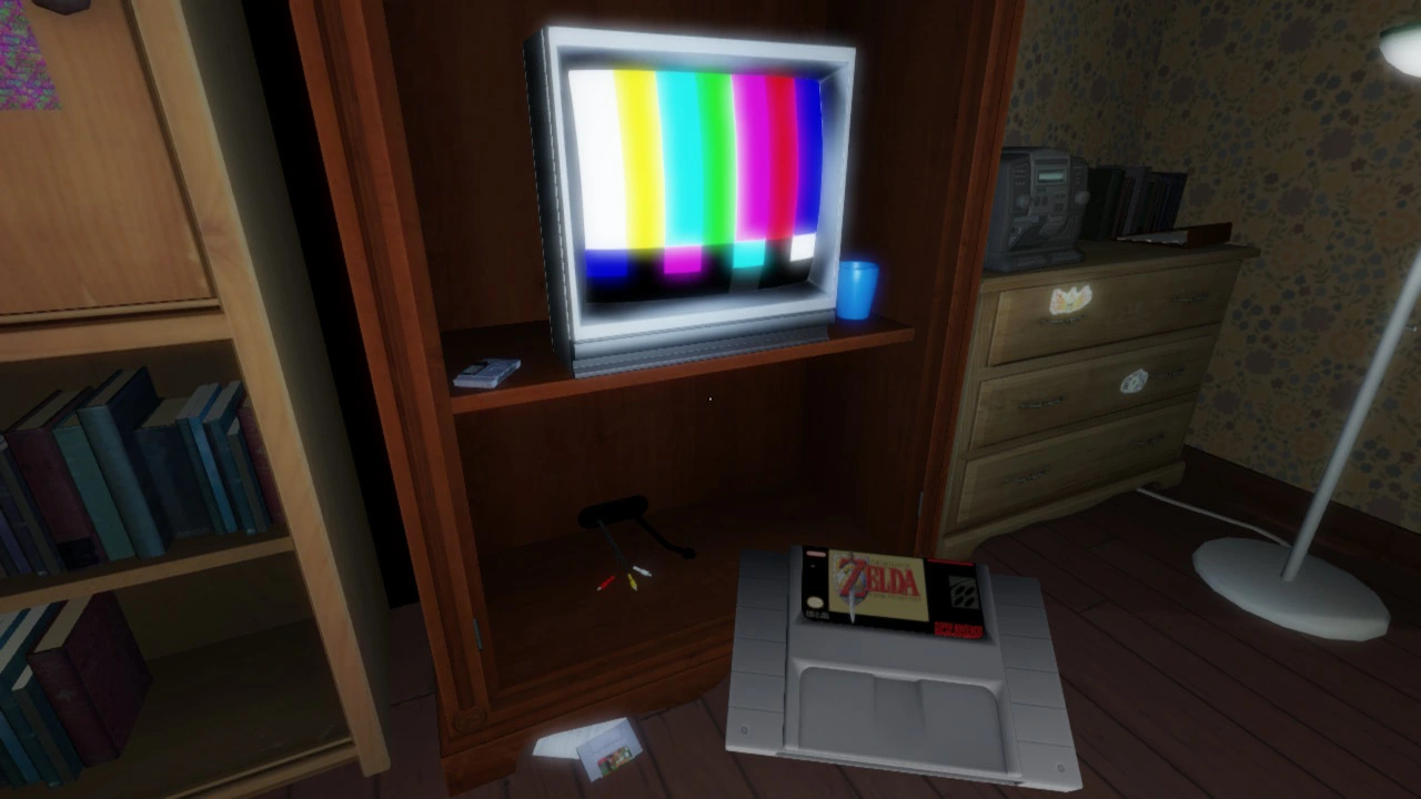 La fameuse cassete de A Link To the Past Prise d'écran du jeu Gone Home où l'on voit un vieux téléviseur CRT